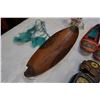 Image 6 : FIRST NATIONS SLIPPERS, SMALL CARVED TOTEM, AND BOWL W/ DREAMCATCHER