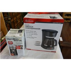 SUNBEAM 12 CUP SWITCH COFFEEMAKER AND HAMILTON BEACH CUSTOM GRIND COFFEE GRINDER