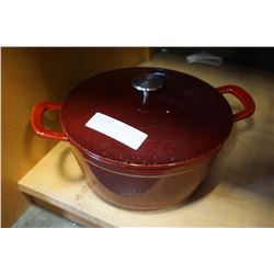 RED KIRKLAND SIGNATURE CAST IRON ENAMELED POT