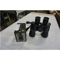 BUSHNELL BINOCULARS AND VINTAGE BROWNIE BOX CAMERA