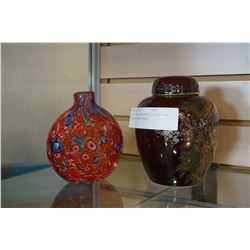 CAPILANO VANCOUVER LIDDED JAR AND ART GLASS VASE