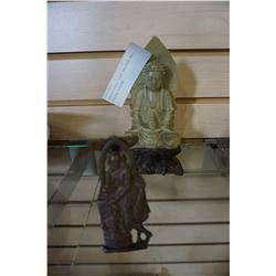 SHAKESPEARE DOOR KNOCKER AND BUDDHA FIGURE