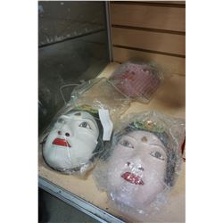 3 PAINTED BELANESE WOOD MASKS