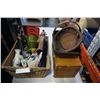 Image 1 : BASKET OF FIGURES AND WOODEN BASKETS AND BOX