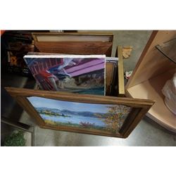 BOX OF PRINTS AND PAINTINGS