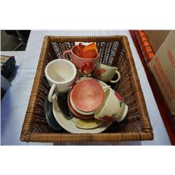 WICKER BASKET OF ATEAH POTTERY