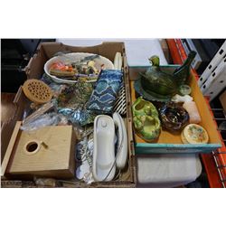 2 TRAYS OF POTTERY AND ESTATE GOODS