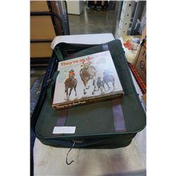 THEYRE AT THE POST HORSE RACING RECORD GAME, AND BOARD GAMES, JERSEY, AND SUITCASE