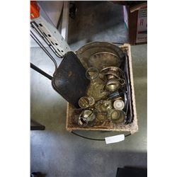 BASKET OF SILVER PLATE AND BBQ BASKET