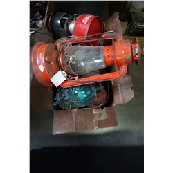 BOX OF OIL LAMPS
