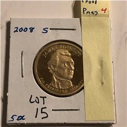 2008 S PROOF James Monroe President Dollar High Grade