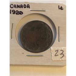 1920 Canada Large One Cent in Nice Vintage Holder