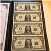 Image 2 : Uncut Sheet of 4 2009 1 Dollar Bills with Certificate in Leather Binder