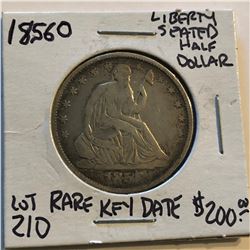 Rare Key Date 1856 O Seated Liberty Silver Half Dollar F Plus