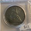 Image 1 : Rare Key Date 1876 S Liberty Seated Silver Half Dollar F