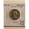 Image 1 : 1951 D Washington Silver Quarter Nice Early US Coin
