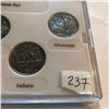 Image 2 : 2002 PLATINUM State Quarter Set TN OH LA IN MS in Hard Display Case