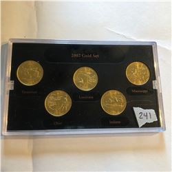 2002 GOLD State Quarter Set TN OH LA IN MS in Hard Display Case
