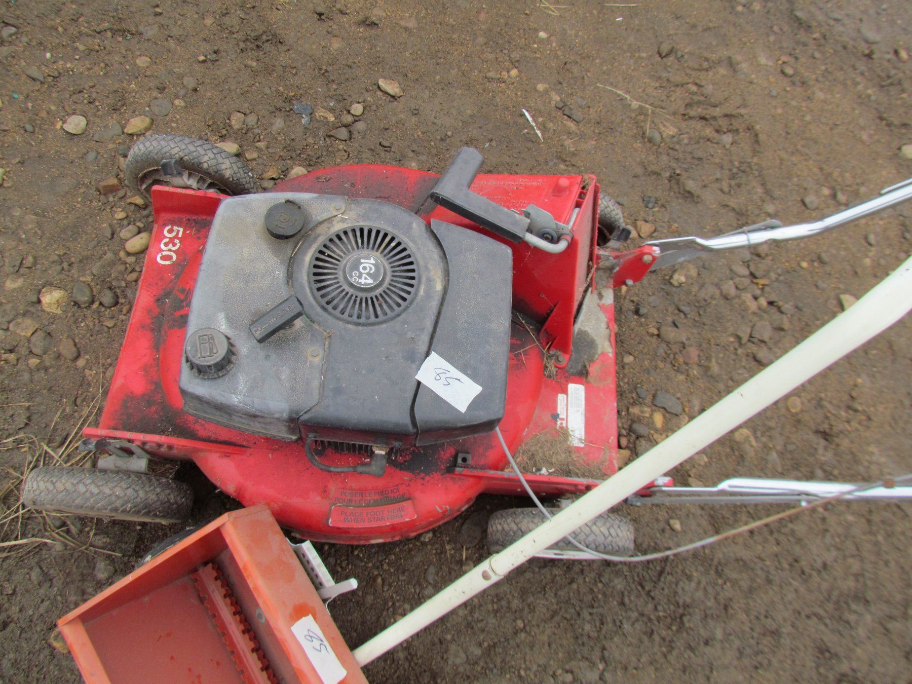 GAS LAWN MOWER ( 164CC) AND FERTILIZER SPREADER Schmalz Auctions