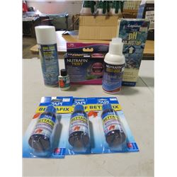 FISH FOOD, WATER TESTS AND BIRD CAGE CLEANER (NOS)