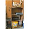 Image 1 : LOT OF MISC (STACKING STOOLS, SMALL STEREO, VCR, 2 SHELVES)