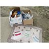 Image 1 : LOT OF 2 BOXES MISC. HOUSE HOLD ITEMS (WOODEN BOWL SET, GREEK GLASSES, RUG)