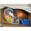 Image 3 : LOT OF 2 BOXES MISC. HOUSE HOLD ITEMS (WOODEN BOWL SET, GREEK GLASSES, RUG)
