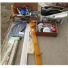 Image 2 : LOT OF 3 BOXES OF MISC HOUSEHOLD ITEMS (WOOD SHELF, BLIND, BOX OF FLAGSTONE EDGING, ETC)