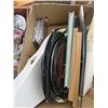 Image 7 : LOT OF 3 BOXES OF MISC HOUSEHOLD ITEMS (WOOD SHELF, BLIND, BOX OF FLAGSTONE EDGING, ETC)