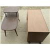 Image 1 : LOT OF 2 SMALL TABLES (1 TV CART ON WHEELS) * VINTAGE END TABLE WITH SHELF*
