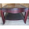 Image 2 : BEAUTIFUL COFFEE TABLE (CHERRY FINISH) *GLASS TOP* (LARGE)