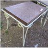 Image 3 : LOT OF 2 WROUGHT IRON TABLES (OAK TOPS) *23" X 16" X 15"HIGH*