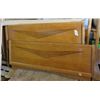Image 1 : WOOD BED FRAME (HEADBOARD AND FOOT BOARD 56" LONG X 18" HIGH) *RAILINGS 74" LONG X 5" HIGH*