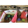 Image 1 : LOT OF MISC SHOP SUPPLIES (JERRY CAN, ASSORTED NUTS, BOLTS AND WASHERS,  AIR PUMP, ETC)