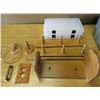 Image 2 : LOT OF MISC ITEMS ( 2 X FISHING TACKLE HOLDERS, WOOD TOWEL RACKS, SWITCH PLATE COVERS, ETC)