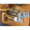 Image 2 : LOT OF MISC SHOP SUPPLIES (HAMMERS, WHEEL BEARINGS, CAULKING GUN, 50' EXTENSION CORD, ETC)