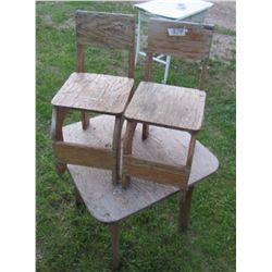 CHILDRENS TABLE AND 2 CHAIRS (NEEDS PAINT)