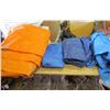 Image 1 : LOT OF 4 TARPS (3 X 10' X 12' BLUE) *1 X 16' X18' ORANGE*