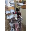 Image 3 : LOT OF GOLF ITEMS (2 X CADDIES) *13 X RIGHT HANDED CLUBS "CAMPBELL"* (BROWN LEATHER GOLF BAG)