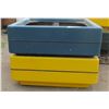 Image 1 : LOT OF 2 FIBERGLASS PLANTERS (30" X 30") *BLUE AND YELLOW*