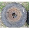 Image 2 : LOT OF 2 YARD TRACTOR TIRES (GOODYEAR AND TRANSMASTER) *WITH RIMS* (4 PLY RATING) *5.70-5.0-8* (16-6