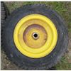 Image 3 : LOT OF 2 YARD TRACTOR TIRES (GOODYEAR AND TRANSMASTER) *WITH RIMS* (4 PLY RATING) *5.70-5.0-8* (16-6