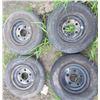Image 3 : LOT OF 4 SEED DRILL TIRES (WITH RIMS) *5 BOLT PATTERN* (70 PSI) *4.80-8NHS*