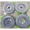 Image 1 : LOT OF 4 SEED DRILL TIRES (WITH RIMS) *5 BOLT PATTERN* (70 PSI) *4.80-8NHS*