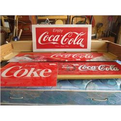 LOT OF 4 COCA-COLA SIGNS (24  X 18 , 28  X 11 , 53  X 14 , 36.5  X 16.5 )