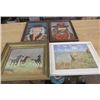 Image 1 : LOT OF 4 PAINTINGS ( 2 X COWBOYS) *STAMPEDING HORSES* (VALLEY SCENE)