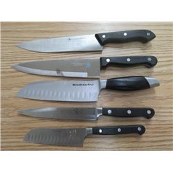 LOT OF 5 KNIVES (KITCHENAID, PC, CUISINART, LUCIANO)*STAINLESS STEEL*