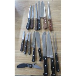 LOT OF 15 MIXED KNIVES (NOBLES, EPICURE, FROSTS, MASTERCHEF, MAXAM, ETC)