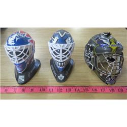 LOT OF 3 NHL COLLECTOR HELMETS (NY RANGERS, TORONTO MAPLE LEAFS, LA KINGS )