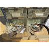 Image 16 : HYDROLIC JACK AND 2 BOXES OF MISC SCREWS, NAILS, ETC
